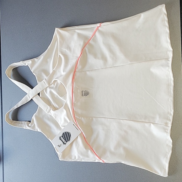 K-SWISS  Women's Cross Court Tennis Tank cream/ pink sz Large NEW - Picture 7 of 7